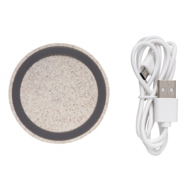 Logotrade promotional item picture of: Wheat Straw 5W round wireless charging pad
