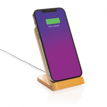Logotrade promotional merchandise picture of: Bamboo 5W wireless charging stand