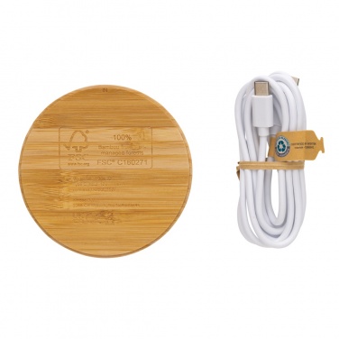 Logo trade promotional merchandise photo of: Bamboo 15W wireless charger