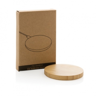 Logo trade promotional gifts picture of: Bamboo 15W wireless charger