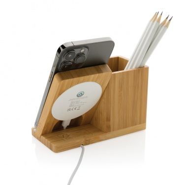 Logo trade promotional merchandise picture of: Calgary bamboo 10W wireless charger