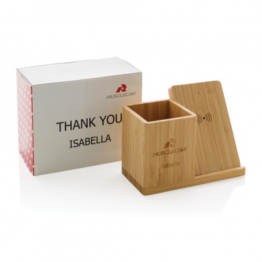 Logo trade promotional gift photo of: Calgary bamboo 10W wireless charger