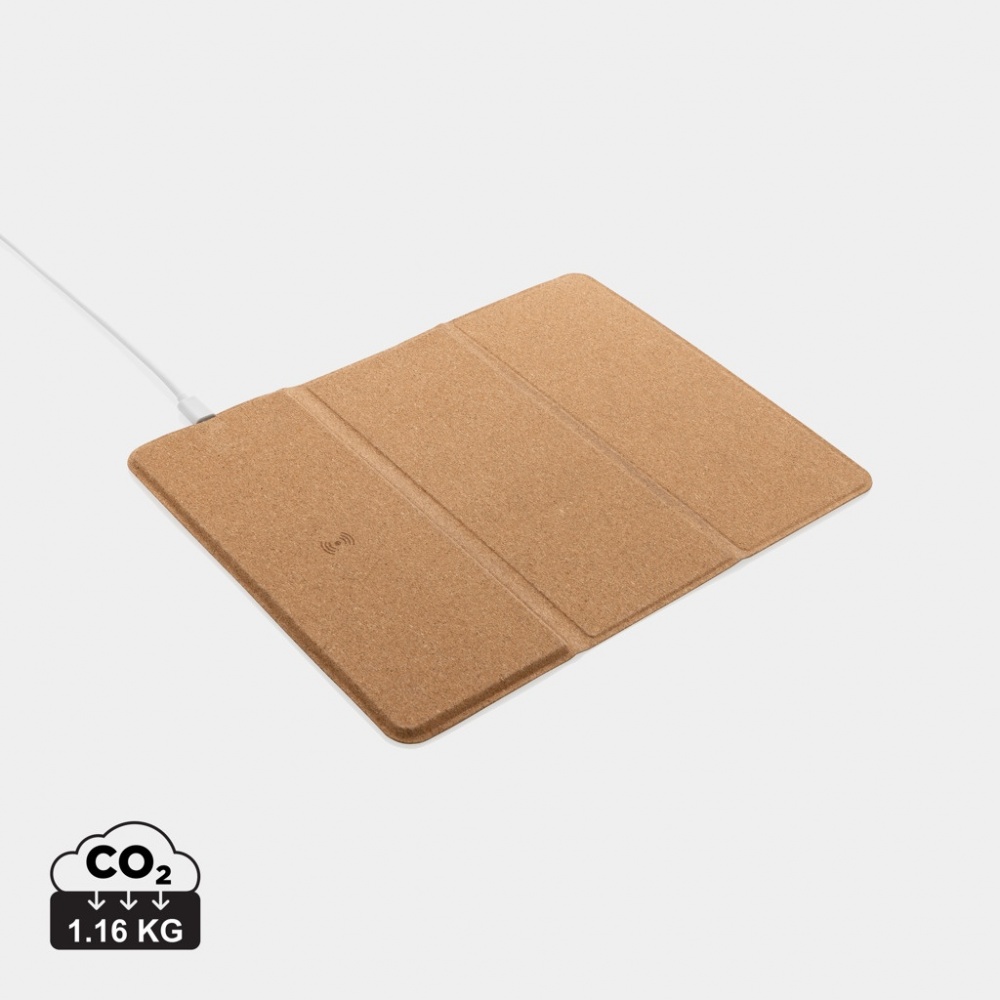 Logotrade corporate gift picture of: 10W wireless charging cork mousepad and stand