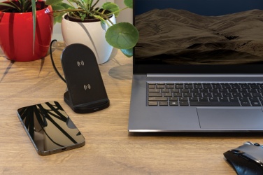 Logotrade promotional gifts photo of: RCS recycled plastic double coil wireless stand 15W