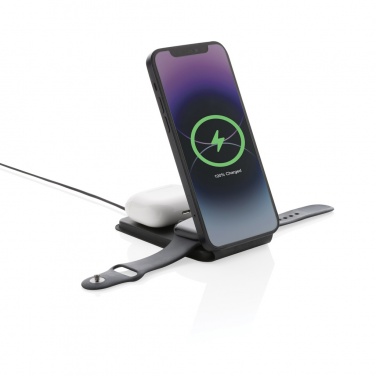 Logo trade business gift photo of: Swiss Peak RCS rPU 15W  3-in-1 magnetic wireless charger