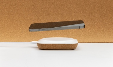 Logo trade promotional merchandise image of: Oregon RCS recycled plastic and cork 10W wireless