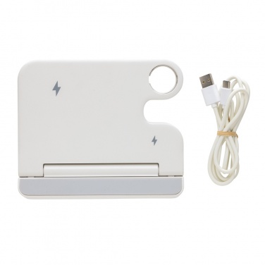 Logo trade promotional gift photo of: Joltz RCS recycled plastic dual 15W charger with iWatch slot