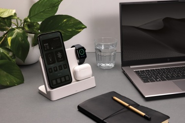 Logo trade corporate gift photo of: Joltz RCS recycled plastic dual 15W charger with iWatch slot