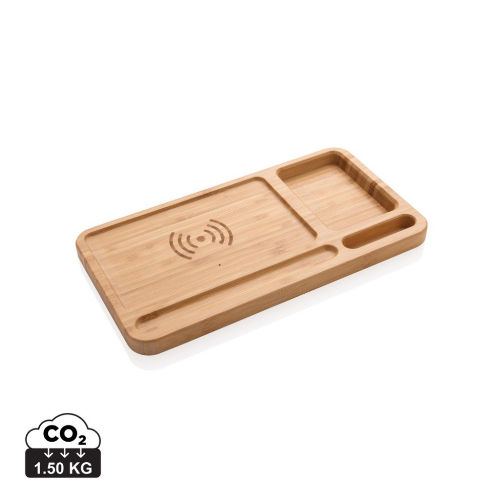 Logo trade promotional giveaway photo of: Bamboo desk organiser 5W wireless charger