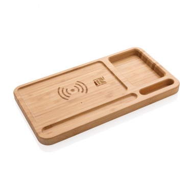 Logo trade business gift photo of: Bamboo desk organiser 5W wireless charger