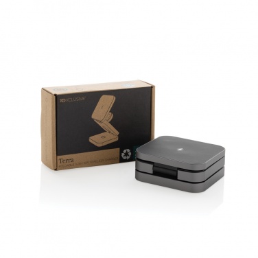 Logotrade promotional gift picture of: Terra RCS recycled aluminum foldable 3 in 1 15W charger