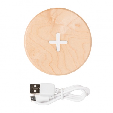 Logo trade promotional giveaways picture of: 5W wood wireless charger