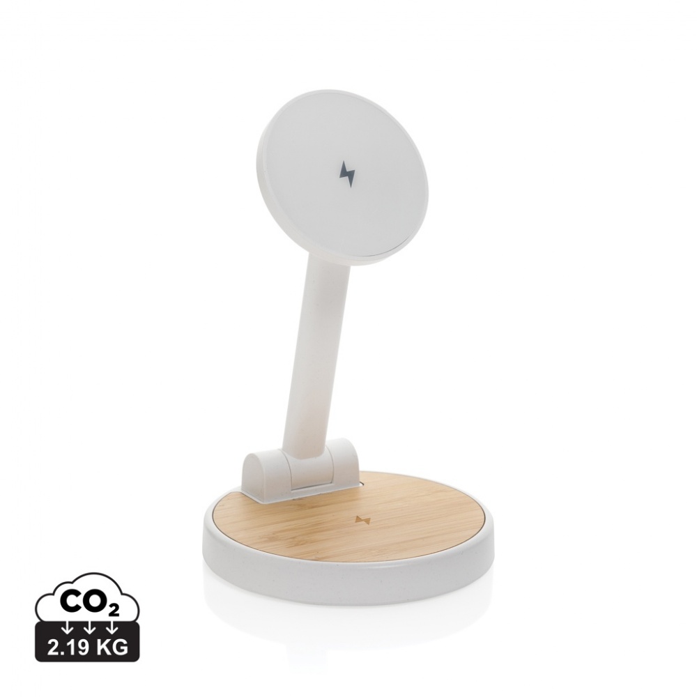 Logo trade promotional products image of: Ontario RCS rplastic 15W magnetic charging 2 in 1 stand