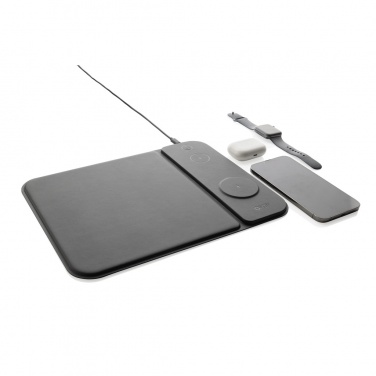 Logo trade advertising product photo of: Swiss peak RCS recycled PU 15W 3 in 1 charging mousepad