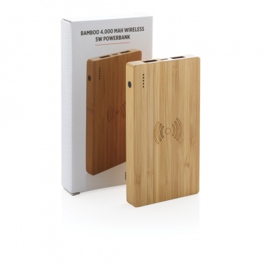 Logotrade promotional giveaway image of: Bamboo 4.000 mAh wireless 5W Powerbank