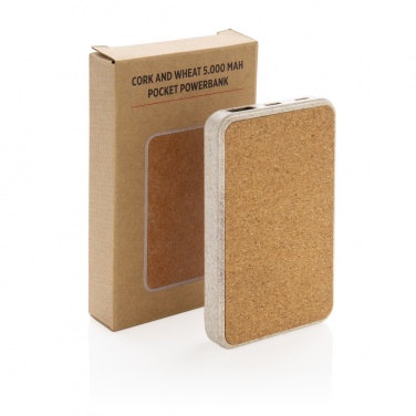 Logo trade business gift photo of: Cork and Wheat 5.000 mAh pocket powerbank