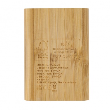 Logo trade promotional product photo of: Bamboo 5.000 mAh powerbank