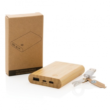 Logotrade promotional merchandise image of: Bamboo 5.000 mAh powerbank