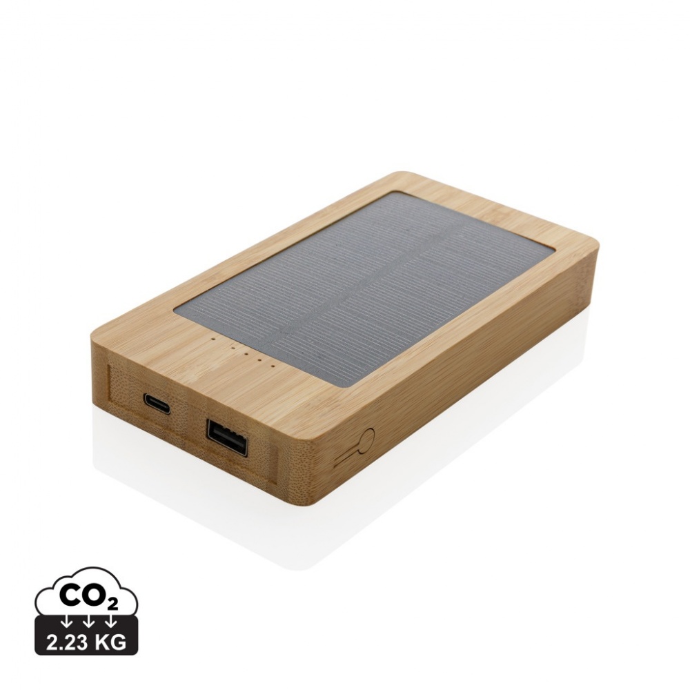 Logotrade corporate gift image of: Sunwick 10.000 mAh Bamboo solar powerbank