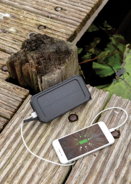 Logotrade promotional product picture of: RCS recycled plastic Solar powerbank with 10W Wireless