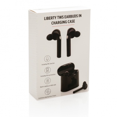 Logo trade promotional gifts image of: Liberty wireless earbuds in charging case