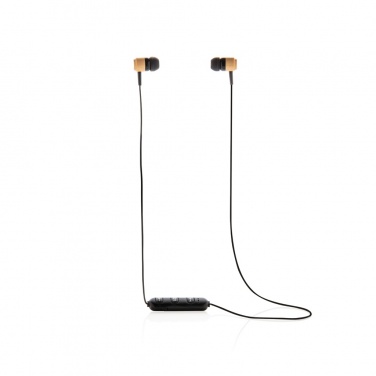 Logo trade promotional gifts image of: Bamboo wireless earbuds
