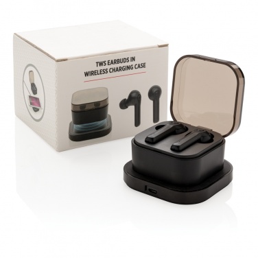 Logotrade promotional item image of: TWS earbuds in wireless charging case