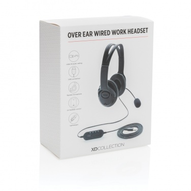 Logo trade advertising products picture of: Over ear wired work headset