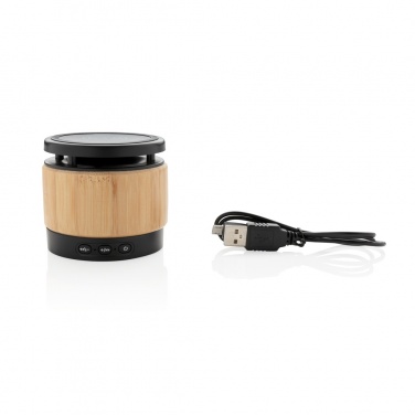 Logo trade corporate gifts image of: Bamboo wireless charger speaker