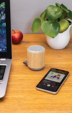Logotrade promotional merchandise picture of: Bamboo and fabric 3W wireless speaker