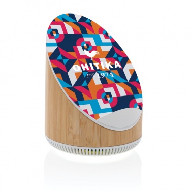Logo trade promotional items image of: Ovate bamboo 5W speaker with 15W wireless charger