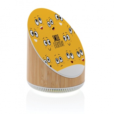 Logo trade promotional giveaway photo of: Ovate bamboo 5W speaker with 15W wireless charger