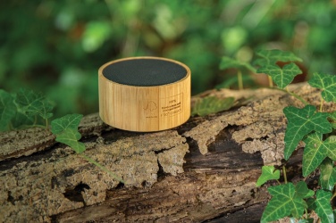 Logotrade corporate gift image of: RCS recycled plastic and bamboo 3W wireless speaker
