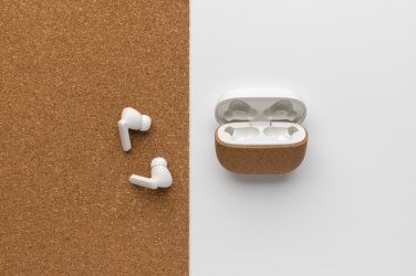 Logotrade promotional products photo of: Oregon RCS recycled plastic and cork TWS earbuds