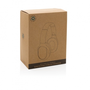 Logotrade promotional product image of: RCS and bamboo Elite Foldable wireless headphone