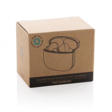 Logo trade promotional items picture of: Bamboo TWS earbuds with RCS recycled plastic