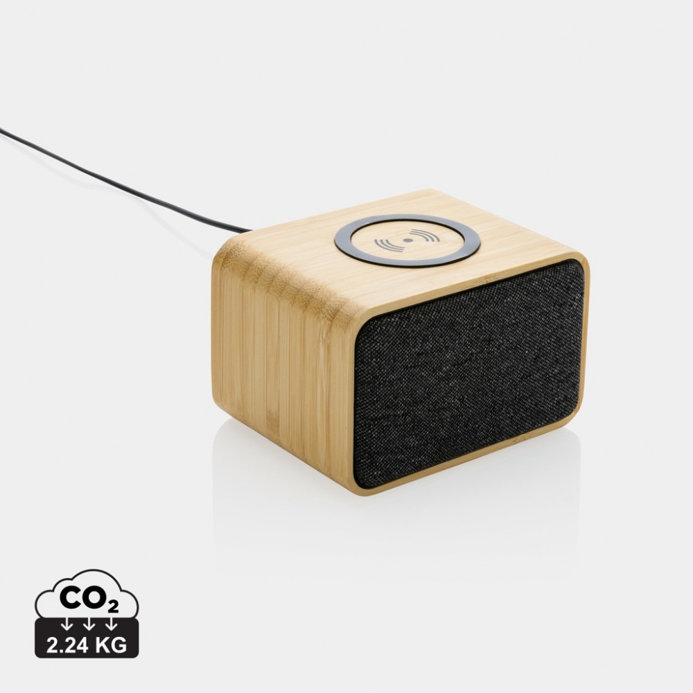 Logotrade promotional merchandise image of: RCS Rplastic 3W speaker with bamboo 5W wireless