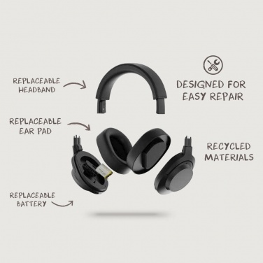 Logo trade promotional giveaway photo of: Irvine RCS recycled and repairable ANC wireless headphone