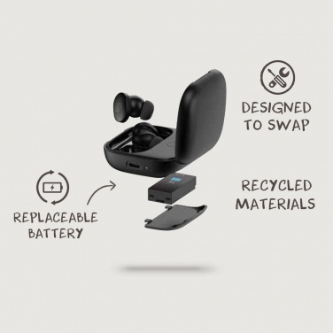Logo trade corporate gifts image of: Lakewood RCS recycled and repairable wireless earbuds