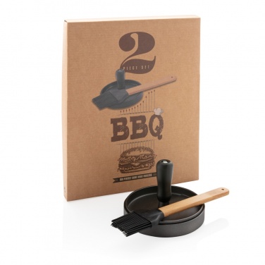 Logo trade corporate gifts image of: BBQ set with hamburger press and brush