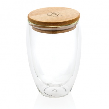 Logotrade promotional items photo of: Double wall borosilicate glass with bamboo lid 350ml