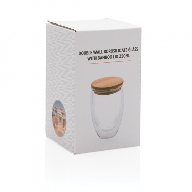 Logotrade promotional product image of: Double wall borosilicate glass with bamboo lid 350ml