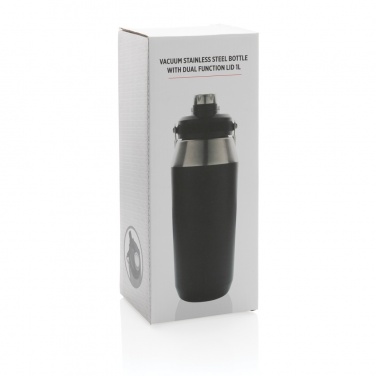 Logo trade corporate gifts image of: Vacuum stainless steel dual function lid bottle 1L