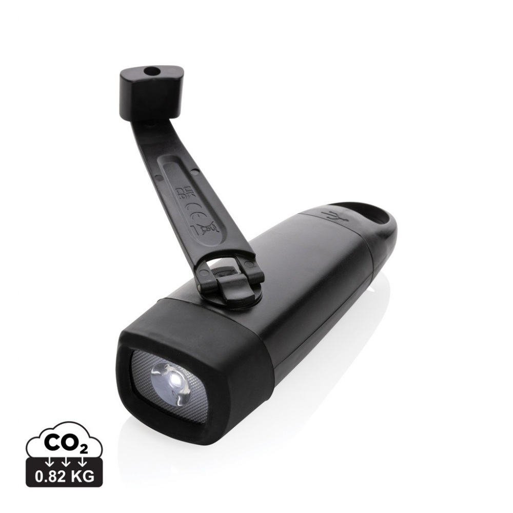 Logo trade promotional giveaways picture of: Lightwave RCS rplastic USB-rechargeable torch with crank