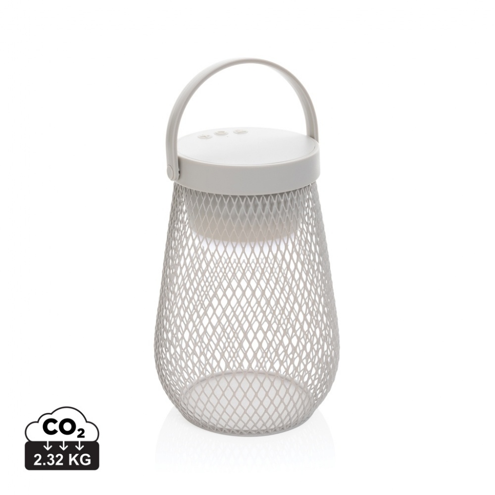 Logo trade corporate gifts image of: Aurora RCS recycled plastic USB re-chargeable table lamp