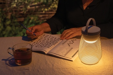 Logotrade business gift image of: Aurora RCS recycled plastic USB re-chargeable table lamp