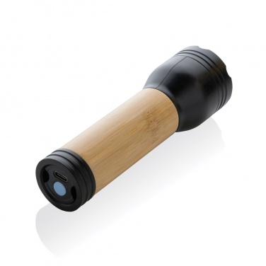 Logo trade promotional giveaway photo of: Lucid 3W RCS certified recycled plastic & bamboo torch