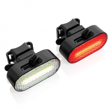 Logo trade promotional products picture of: Lumino RCS recycled plastic USB re-chargeable bike light set