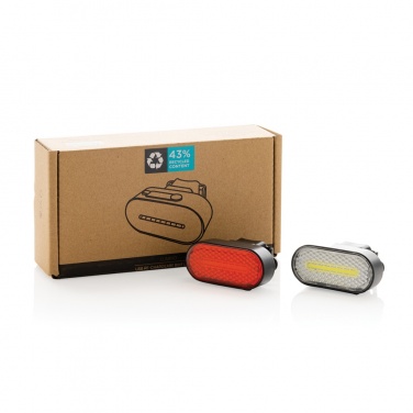 Logotrade promotional giveaway picture of: Lumino RCS recycled plastic USB re-chargeable bike light set