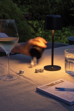 Logo trade advertising product photo of: Zenic RCS recycled plastic USB re-chargable table lamp